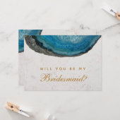 Bruidsmeisje voorstel Blue Geode Agaat Marmer Kaart (Voorkant / Achterkant in situ)