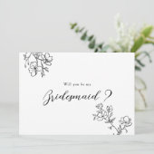 Bruidsmeisje voorstel delicate bloemen elegant kaart (Staand voorkant)