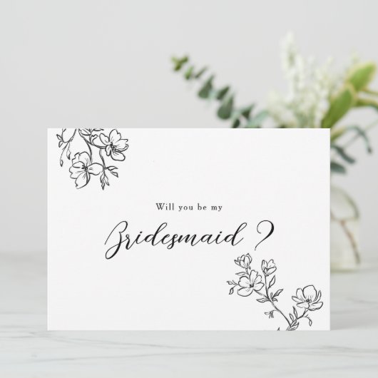 Bruidsmeisje voorstel delicate bloemen elegant kaart (Staand voorkant)