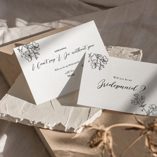 Bruidsmeisje voorstel delicate bloemen elegant kaart