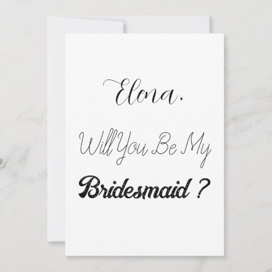 Bruidsmeisje voorstel elegante eenvoudige trendy b kaart (Voorkant)