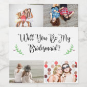 Bruidsmeisje voorstel foto collage wijn etiket (Enkel label)