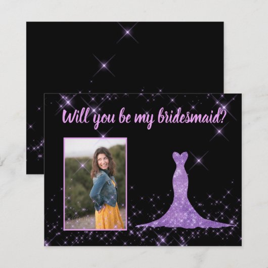 Bruidsmeisje Voorstel Foto met verstelbare rand Kaart (Voorkant / Achterkant)