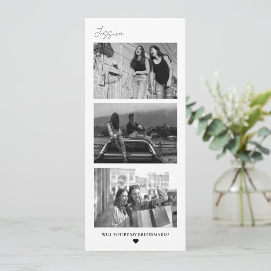 bruidsmeisje voorstel fotostrip fotocabine save the date (Staand voorkant)