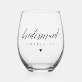 Bruidsmeisje voorstel gepersonaliseerde naam wijnglas zonder voet (Voorkant)