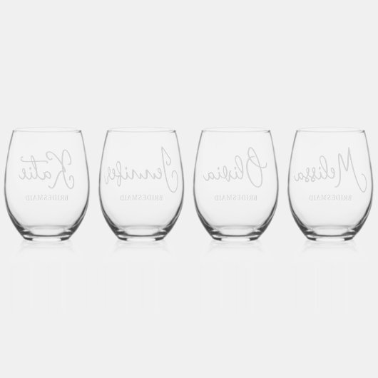 bruidsmeisje voorstel geschenk aangepaste wijn gla wijnglas zonder voet (Achterkant)