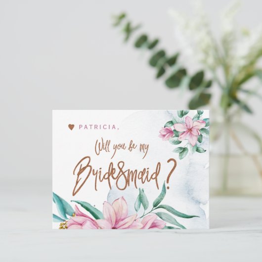 Bruidsmeisje voorstel glamour zal je mijn bruidsme briefkaart (Staand voorkant)