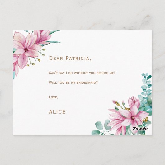 Bruidsmeisje voorstel glamour zal je mijn bruidsme briefkaart (Achterkant)