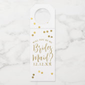 Bruidsmeisje Voorstel Gouden Confetti Fles Label (Voorkant)