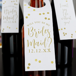 Bruidsmeisje Voorstel Gouden Confetti Fles Label