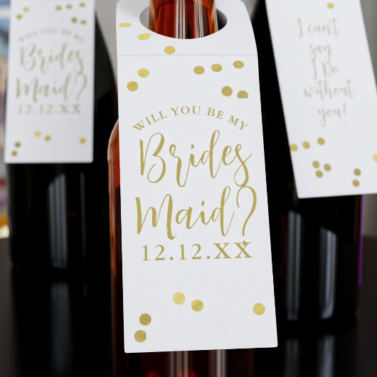 Bruidsmeisje Voorstel Gouden Confetti Fles Label