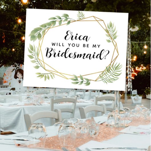 Bruidsmeisje Voorstel groen huwelijksfeest geo Uitnodiging Briefkaart