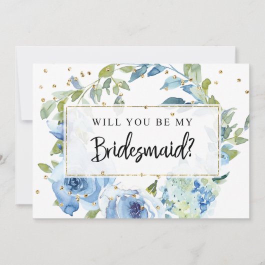 Bruidsmeisje voorstel Kaart | blauw groen (Voorkant)