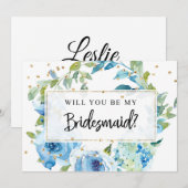 Bruidsmeisje voorstel Kaart | blauw groen (Voorkant / Achterkant)