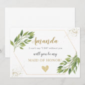 Bruidsmeisje voorstel kaart groen en goud (Voorkant / Achterkant)