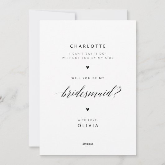 bruidsmeisje voorstel Kaart rustieke foto (Achterkant)