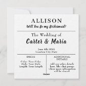 Bruidsmeisje voorstel Kaarten- Verloving bruidsfee Feestdagenkaart (Achterkant)