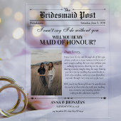 Bruidsmeisje voorstel krant foto retro acryl uitnodigingen