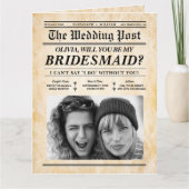 Bruidsmeisje voorstel krant rustieke Maid of Honor Kaart (Voorkant)