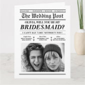 Bruidsmeisje voorstel krant unieke Maid of Honor Kaart (Voorkant)