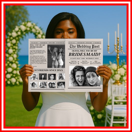 Bruidsmeisje voorstel krant unieke Maid of Honor Kaart