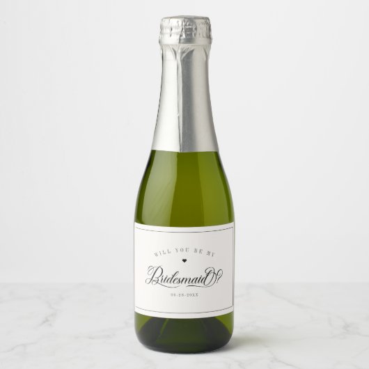 bruidsmeisje voorstel mini mousserende wijn label sparkling wijnetiket (Voorkant)