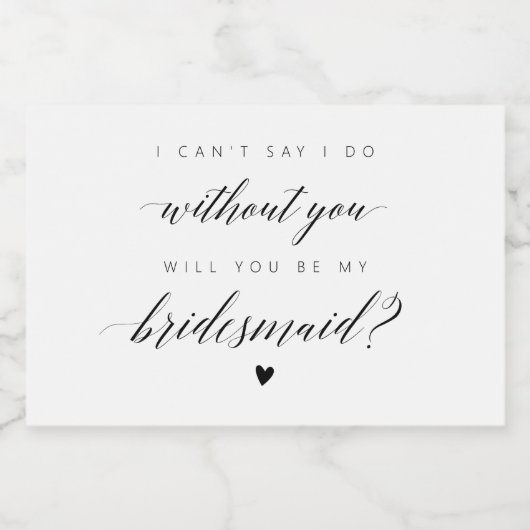 Bruidsmeisje voorstel minimalistische kalligrafie sparkling wijnetiket (Enkel label)