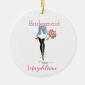 bruidsmeisje voorstel Mode bloemenkruis op maat Keramisch Ornament (Voorkant)