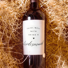 Bruidsmeisje voorstel moderne zwarte kalligrafie wijn etiket