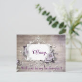 Bruidsmeisje Voorstel Paarse Bloemen Elegant Thema Uitnodiging Briefkaart (Staand voorkant)