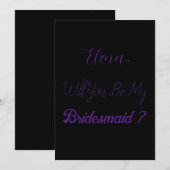 Bruidsmeisje voorstel Paarse zwarte elegante bruil Kaart (Voorkant / Achterkant)