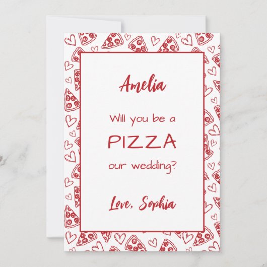 Bruidsmeisje voorstel pizza dat is een meer Italia Kaart (Voorkant)