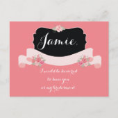 Bruidsmeisje voorstel roze bloem uitnodiging briefkaart (Voorkant)