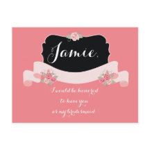 Bruidsmeisje voorstel roze bloem