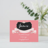 Bruidsmeisje voorstel roze bloem uitnodiging briefkaart (Staand voorkant)