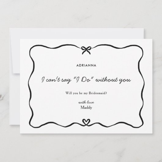 Bruidsmeisje voorstel Schattigee Bow Hart lijst Kaart (Achterkant)