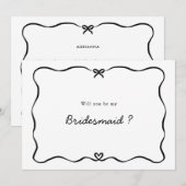 Bruidsmeisje voorstel Schattigee Bow Hart lijst Kaart (Voorkant / Achterkant)