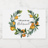 Bruidsmeisje voorstel sinaasappels mok sparkling wijnetiket (Enkel label)