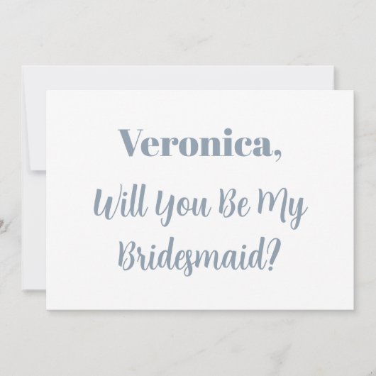 bruidsmeisje voorstel stoffige blauwe naam eenvoud kaart (Voorkant)
