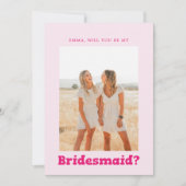 Bruidsmeisje voorstel vet speelse foto roze kaart (Voorkant)