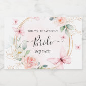 bruidsmeisje voorstel vlinder mousserende wijn lab sparkling wijnetiket (Enkel label)