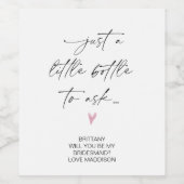 bruidsmeisje voorstel vraag geschenk van bruid een wijn etiket (Enkel label)