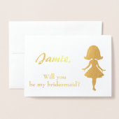 Bruidsmeisje voorstel vrouw silhouet folie kaarten (Voorkant met envelop)