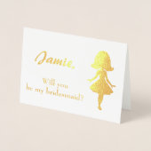 Bruidsmeisje voorstel vrouw silhouet folie kaarten (Voorkant)