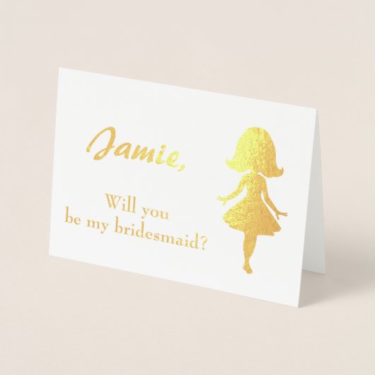 Bruidsmeisje voorstel vrouw silhouet folie kaarten (Voorkant)