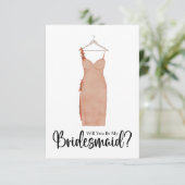 bruidsmeisje voorstel Waterverf jurk Kaart (Staand voorkant)