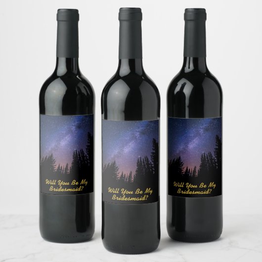 Bruidsmeisje voorstel Wijnlabel - Sterrennacht Wijn Etiket (Flessen)