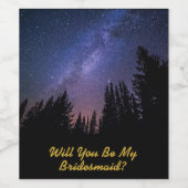 Bruidsmeisje voorstel Wijnlabel - Sterrennacht Wijn Etiket (Enkel label)