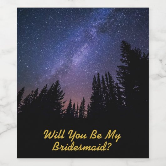 Bruidsmeisje voorstel Wijnlabel - Sterrennacht Wijn Etiket (Enkel label)