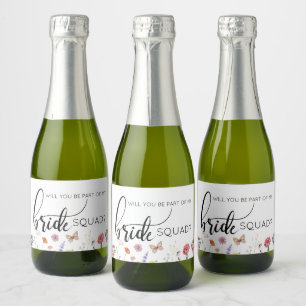 Bruidsmeisje Voorstel Wilde Bloemen Fonkelende Wij Sparkling Wijnetiket